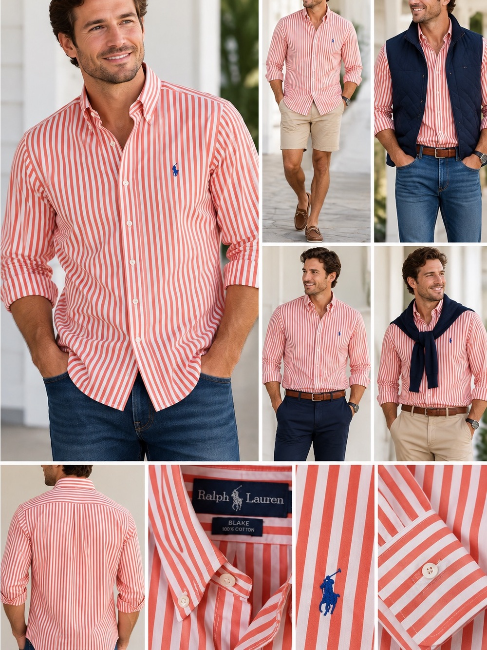Ralph Lauren Men’s Orange Stripe Button-Down Shirt